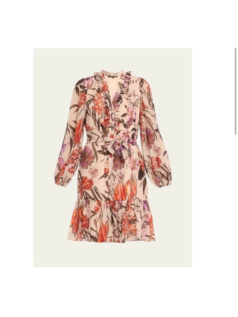 Kobi Halperin Samara Floral Print Ruffle Satin Dress Women's Size S )62